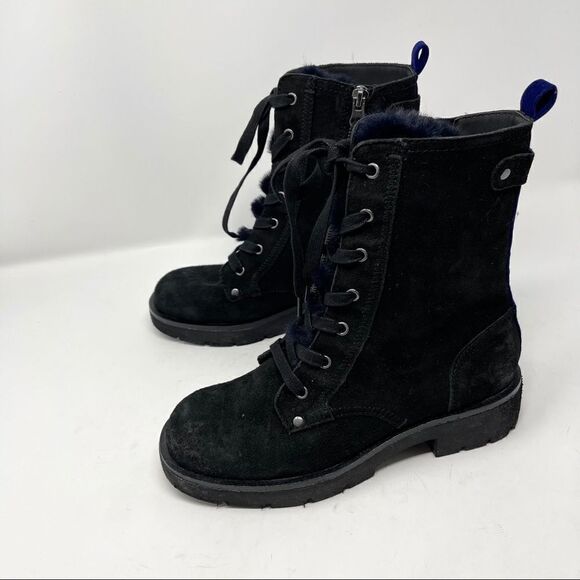 OTBT Summit Combat Faux Fur Suede Booties 6 - Picture 5 of 9